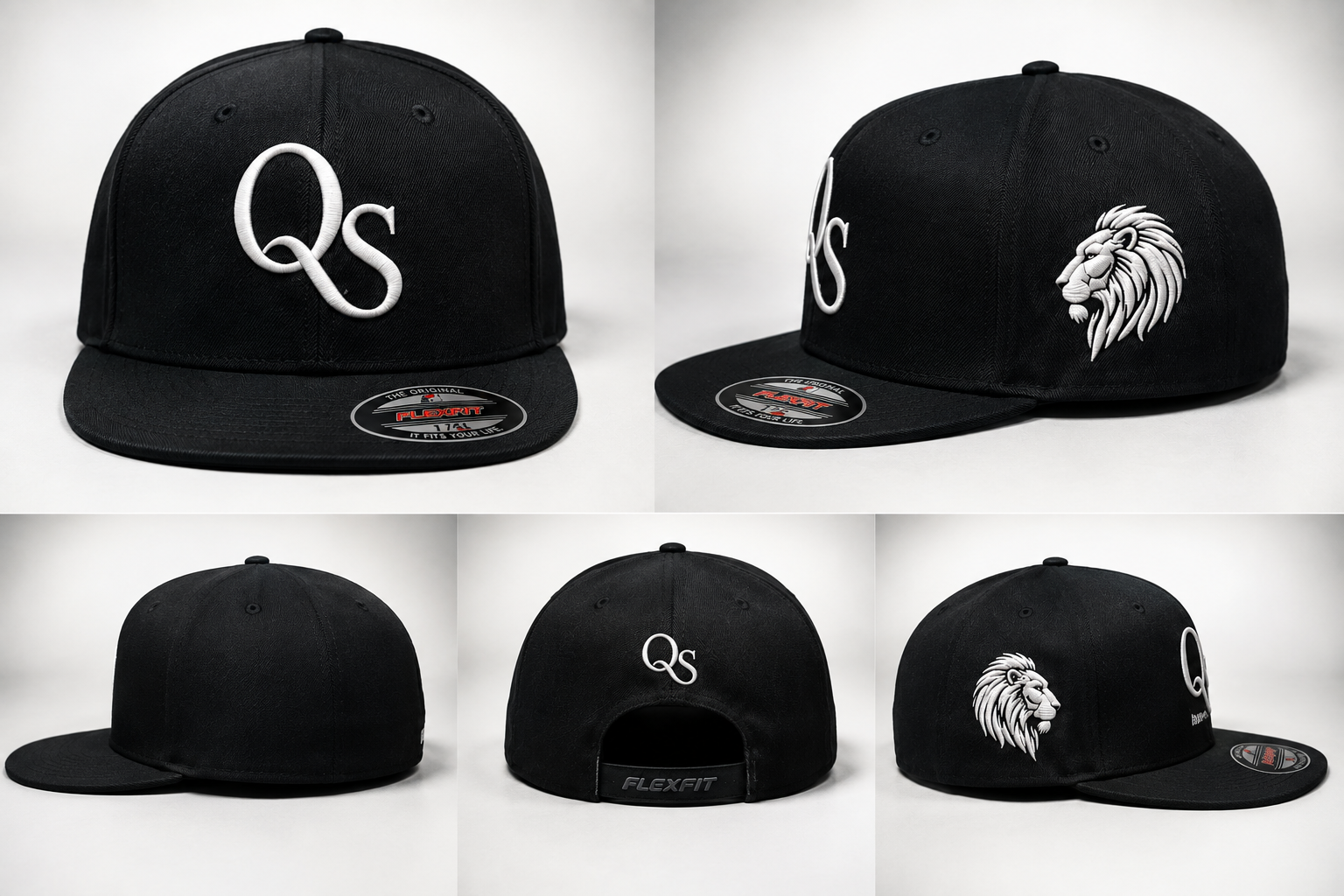 Black Quiet Strength flatbill snapback hat on a dark background